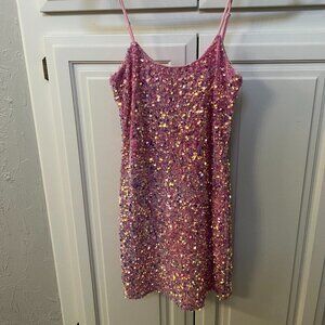 lucy in the sky pink sequin dress - s